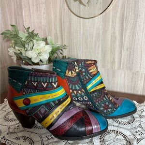 Socofy Bohemian Multicolor Ankle Boots Size 41 or 10 10 1/2
